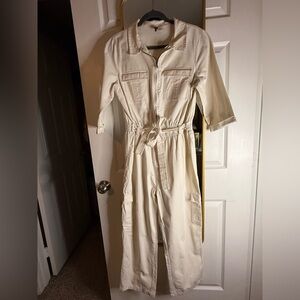 H&M Cream Belted Jumpsuit with Cargo pockets